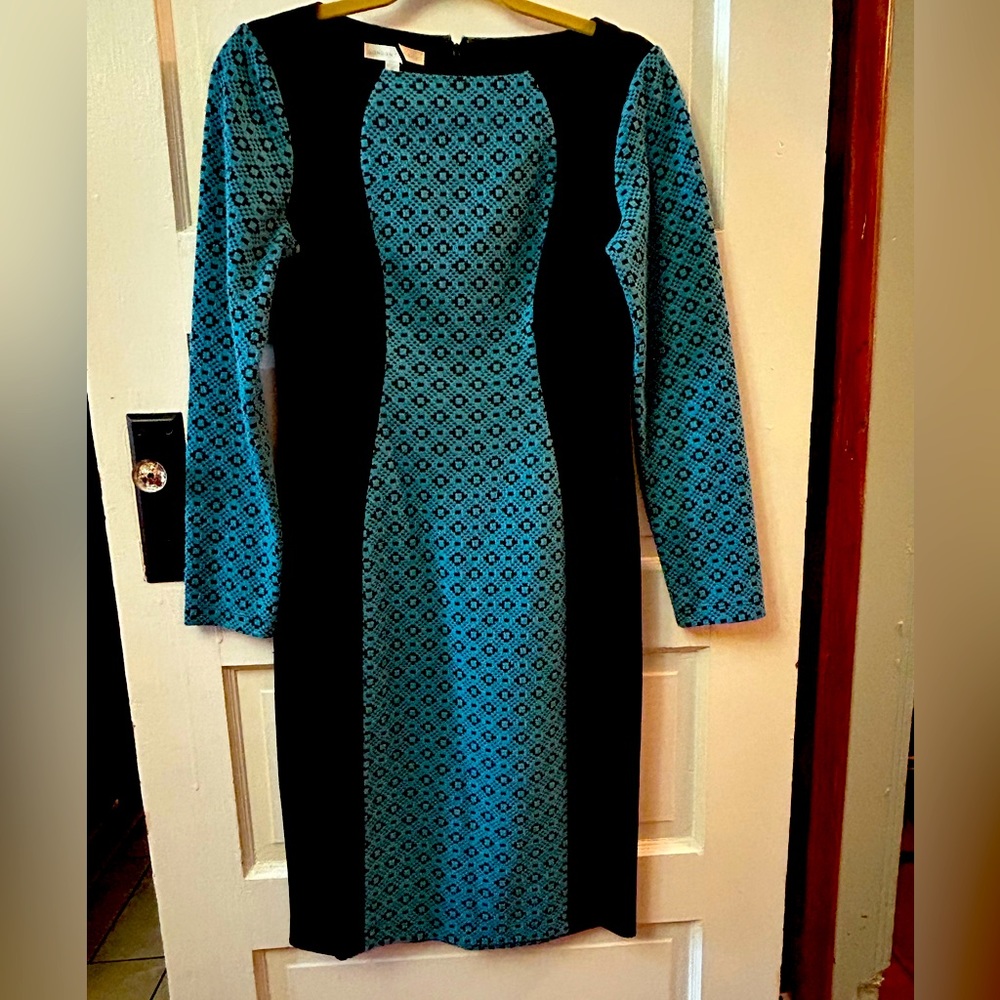 London Times Long Sleeve Midi dress